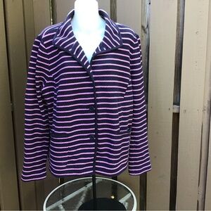 Talbots Navy & Pink Cropped Cardigan w/ Pockets!